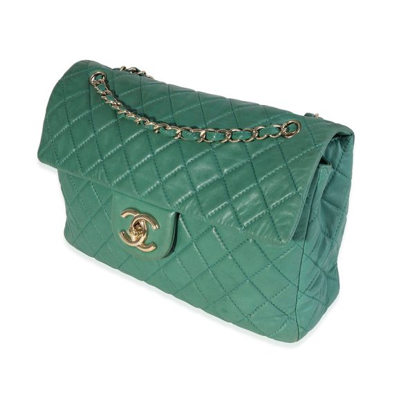 Chanel Green Quilted Lambskin Soft Maxi Single Flap Bag - Picture 2 of 8